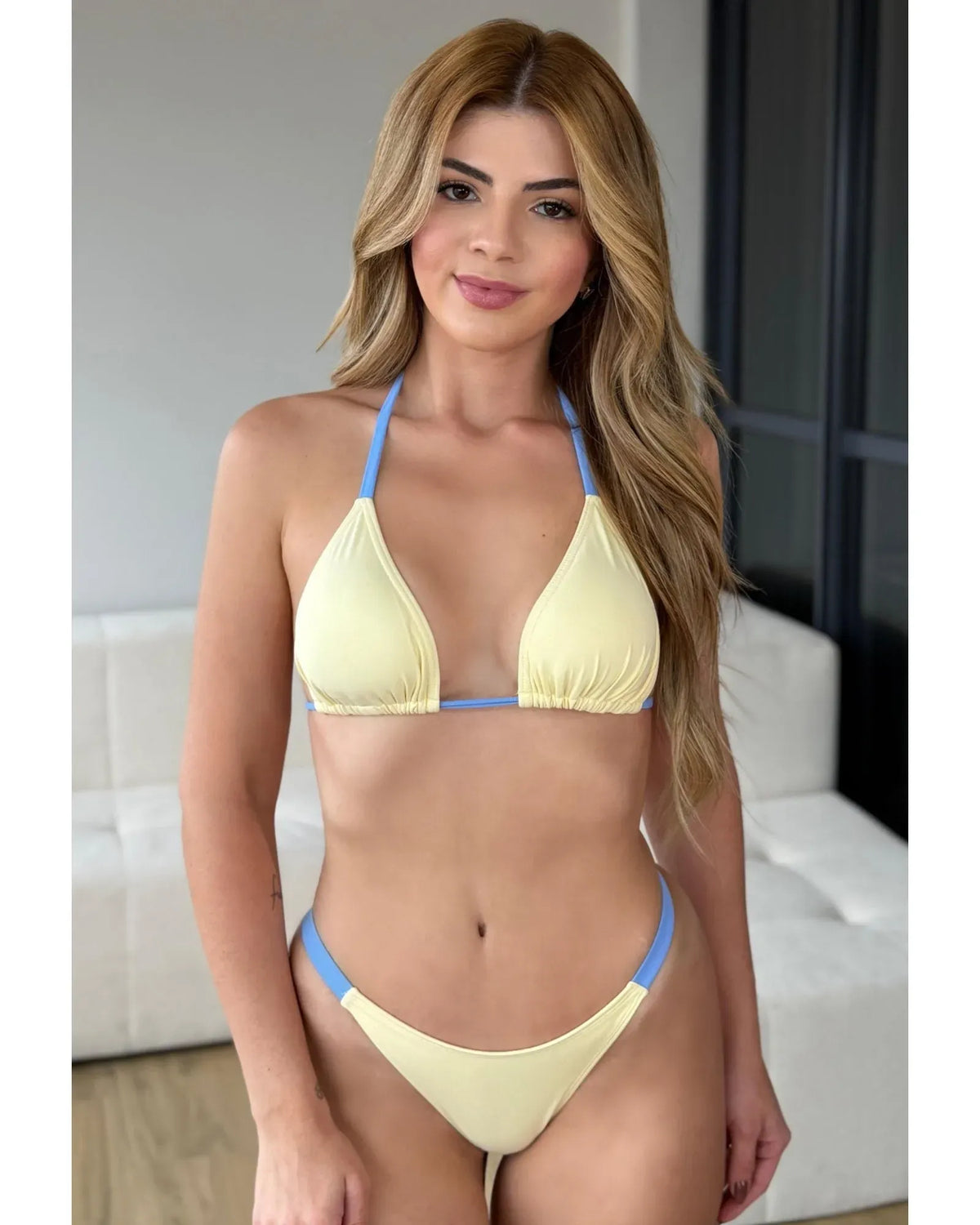 Biquini Verano - Amarelo com Azul - Poliamida - Loja de Roupa Feminina - Eleganza Style