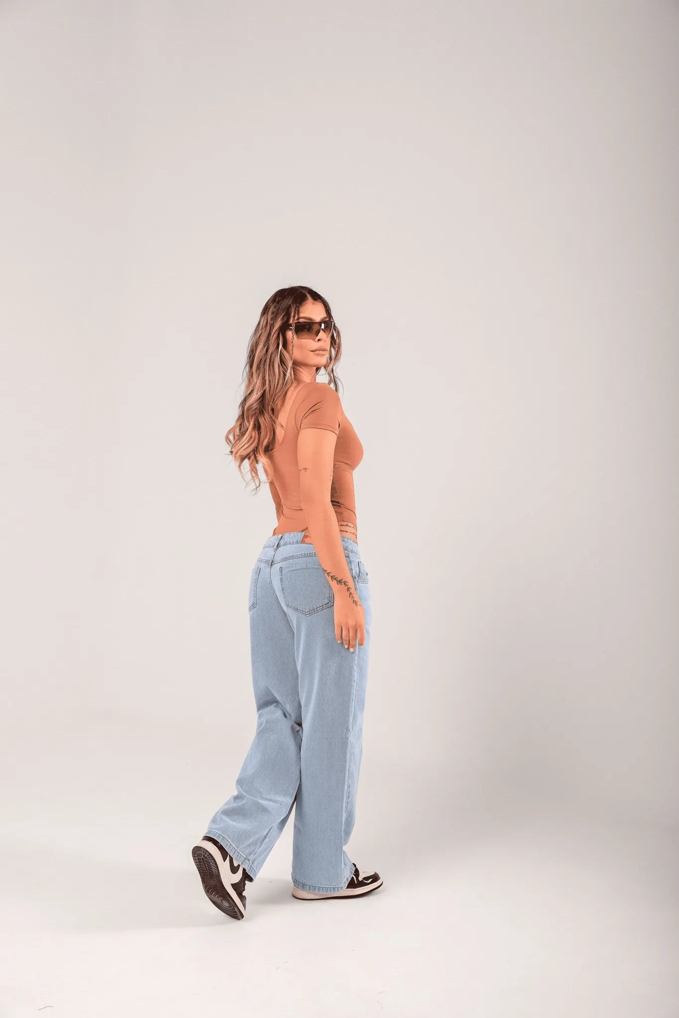 Body Gringo Poliamida Feminino Manga - Rebecca Marrom- Loja de Roupa Feminina - Eleganza Style