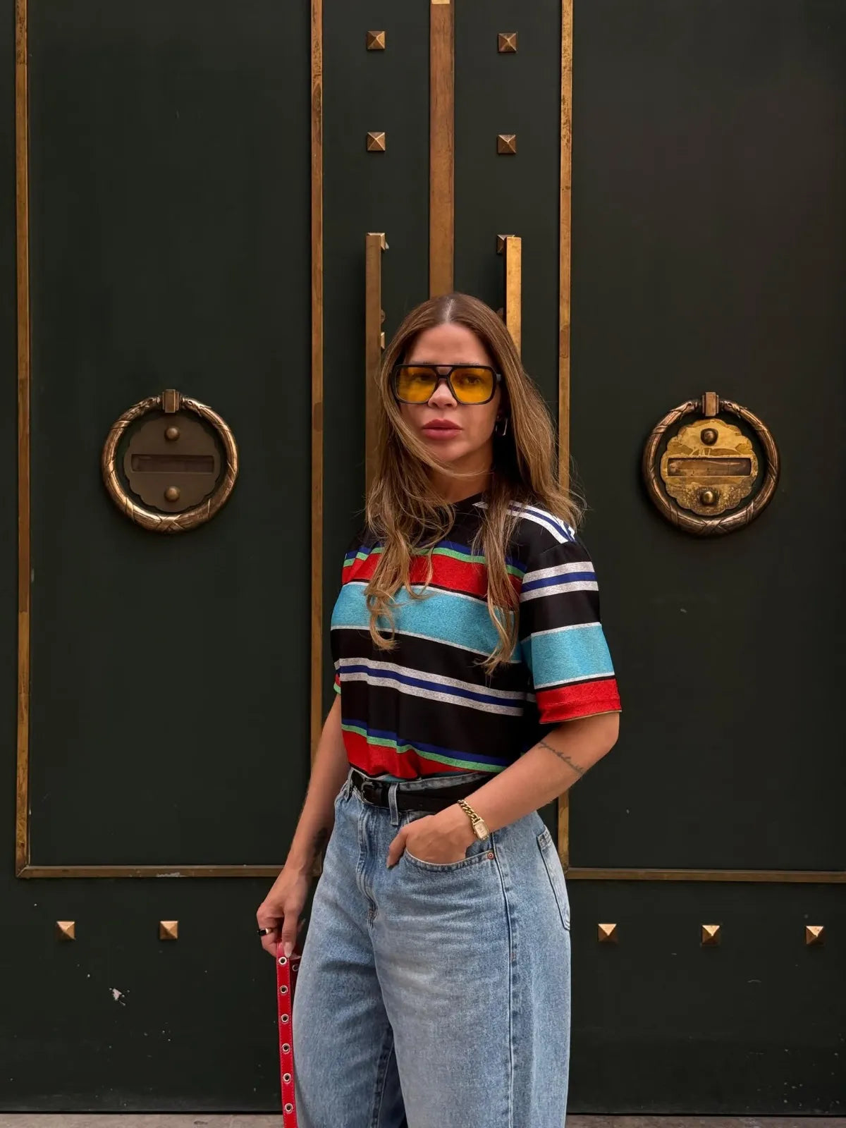 T-Shirt Camisa Oversize Basica Estampada - Classic Listras Horizontais - Loja de Roupa Feminina - Eleganza Style