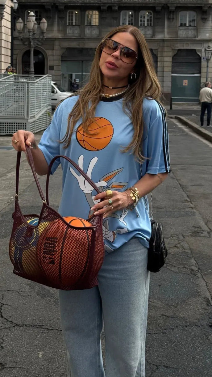 T-Shirt Camisa Oversize Basica Estampada - Pernalonga - Loja de Roupa Feminina - Eleganza Style