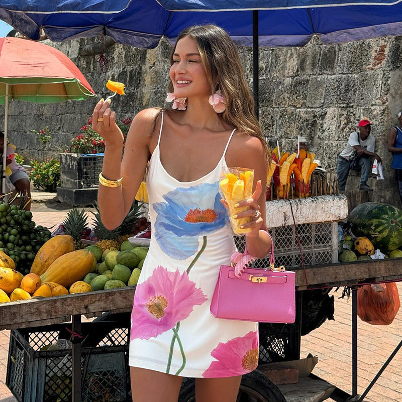 Vestido Curto Estampa Floral de Verão - Bellie - Loja de Roupa Feminina - Eleganza Style