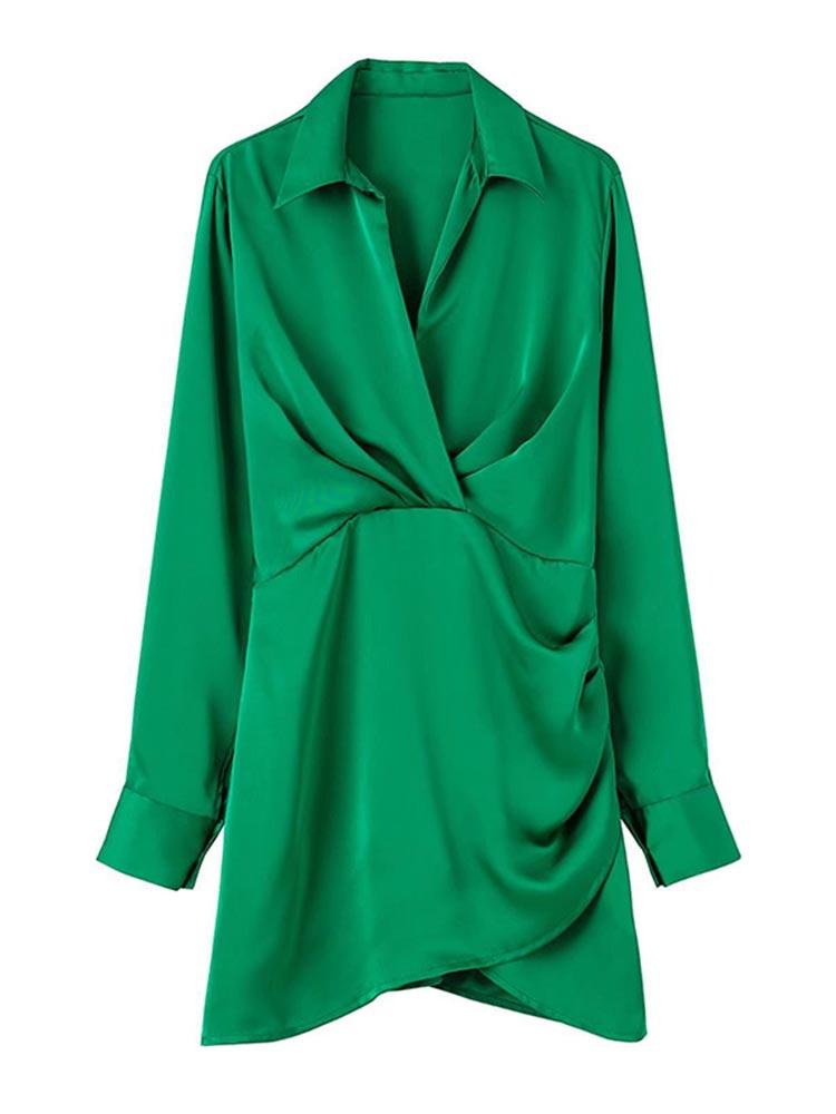 Vestido Curto de Cetim - Amelia - Verde - Loja de Roupa Feminina - Eleganza Style