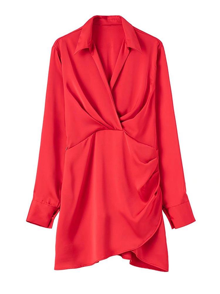 Vestido Curto de Cetim - Amelia - Vermelho - Loja de Roupa Feminina - Eleganza Style