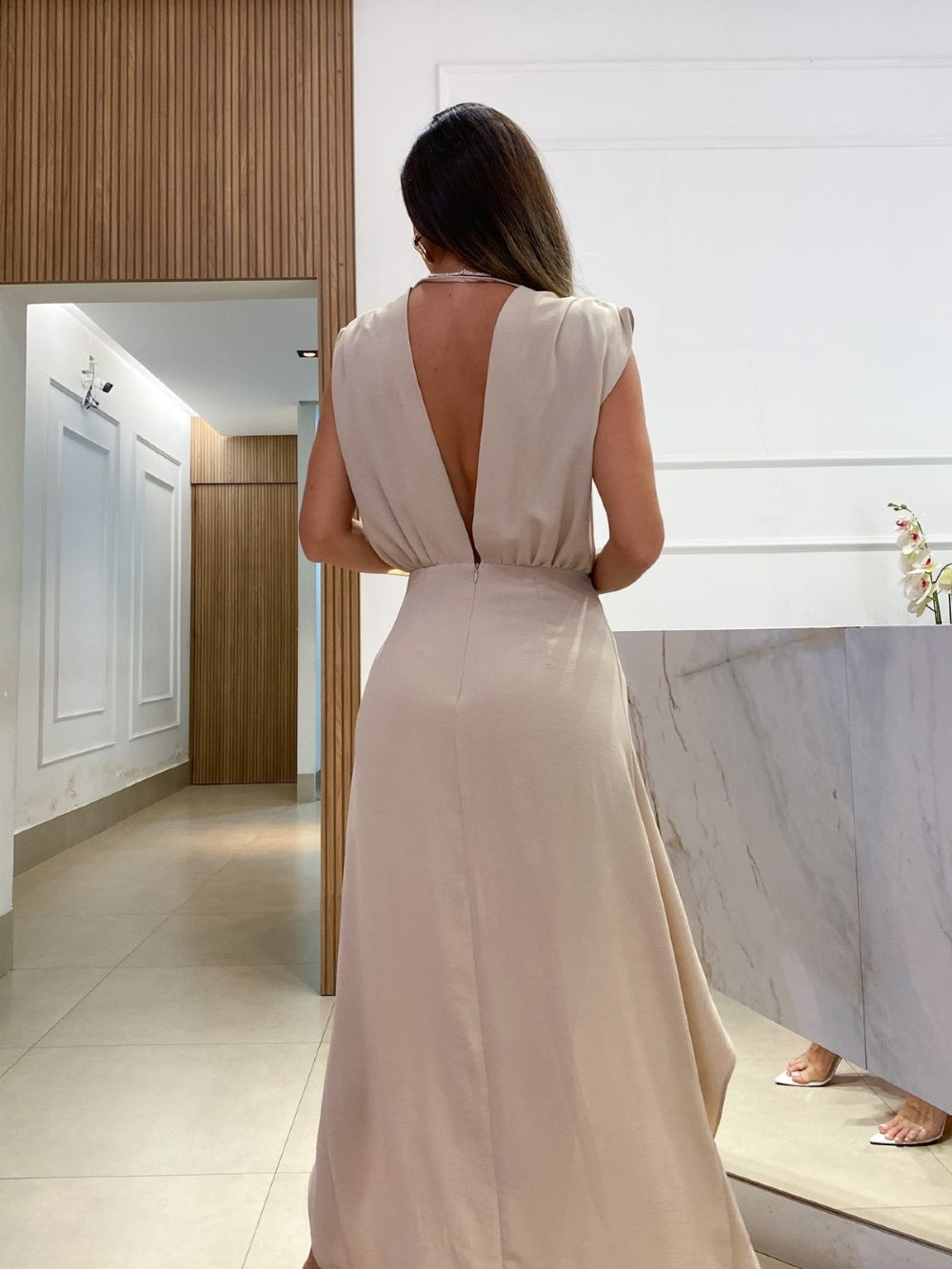 Vestido Elegante Bege - Loja de Roupa Feminina , Vestido Alie - Eleganza Style