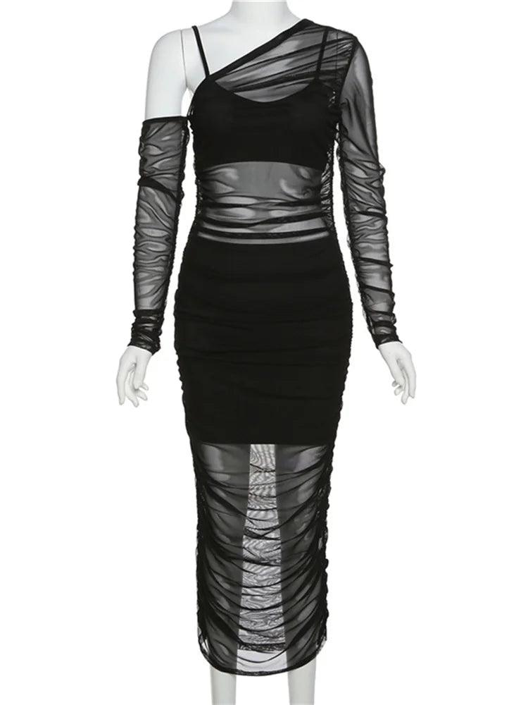 Vestido Elegante De Tela Cropped e Saia Preto, loja de roupa feminina eleganza style, Vestido Jasmine - Eleganza Style