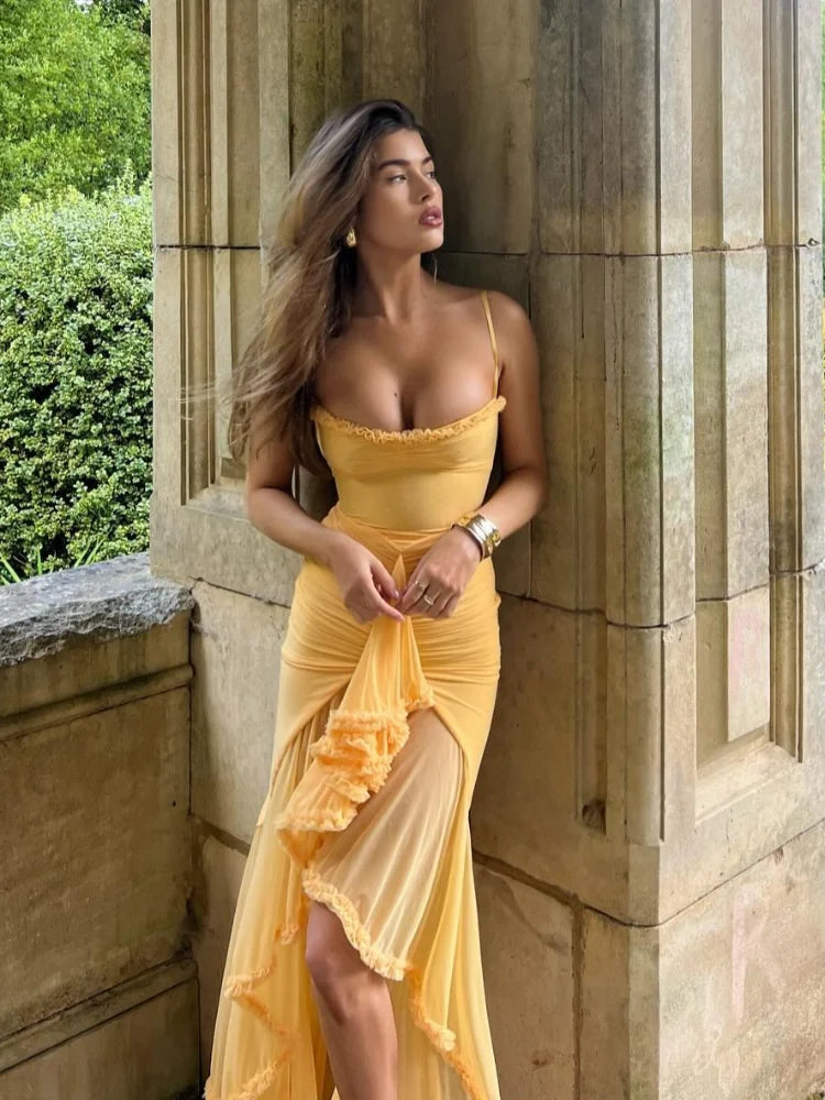 Vestido Elegante Decote Arredondado e Babados - Karla - Loja de Roupa Feminina - Eleganza Style