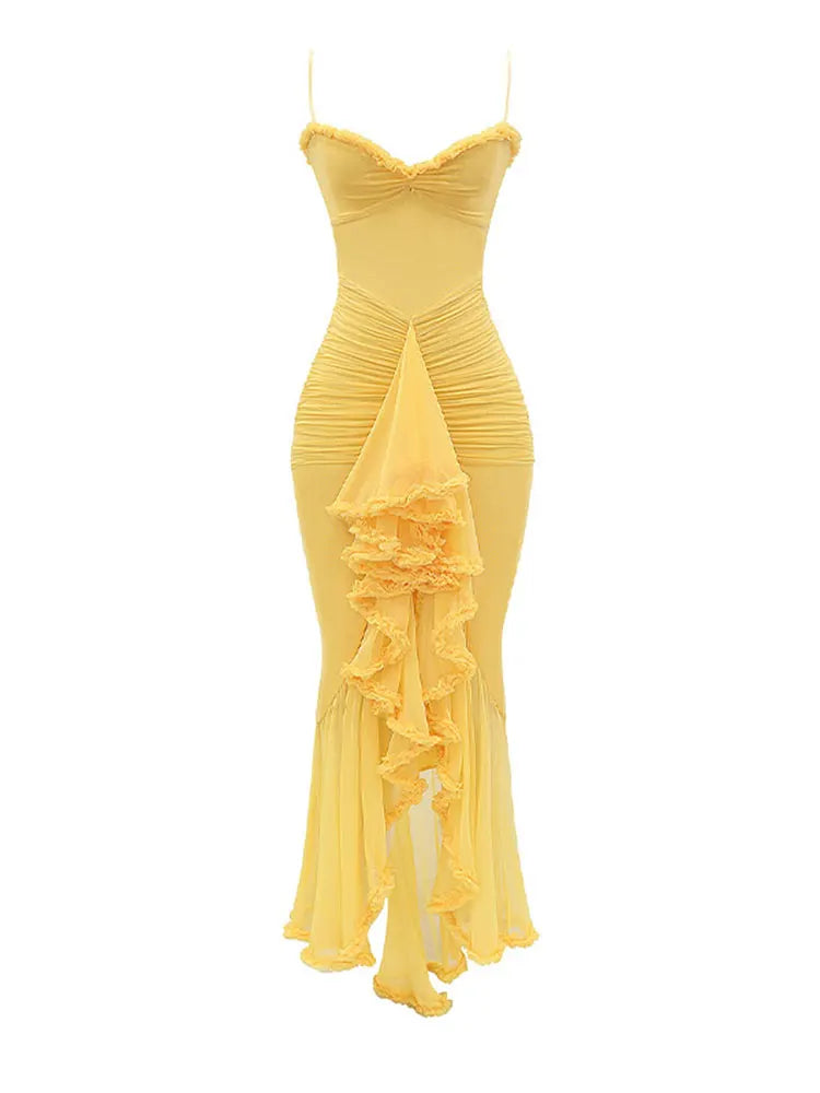 Vestido Elegante Decote Arredondado e Babados - Karla - Loja de Roupa Feminina - Eleganza Style