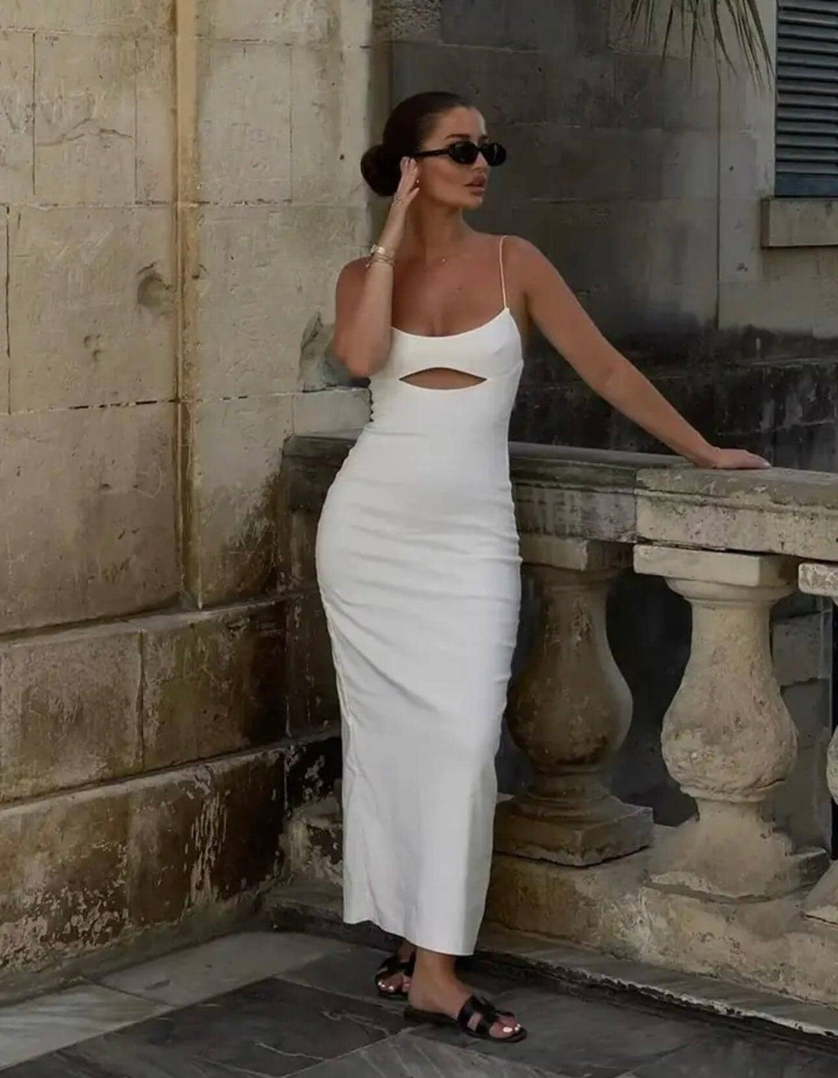 Vestido Sarah Vestido Elegante Longo Cetim Seda Branco, Vestido Sarah - Eleganza Style Eleganza Style Branco P