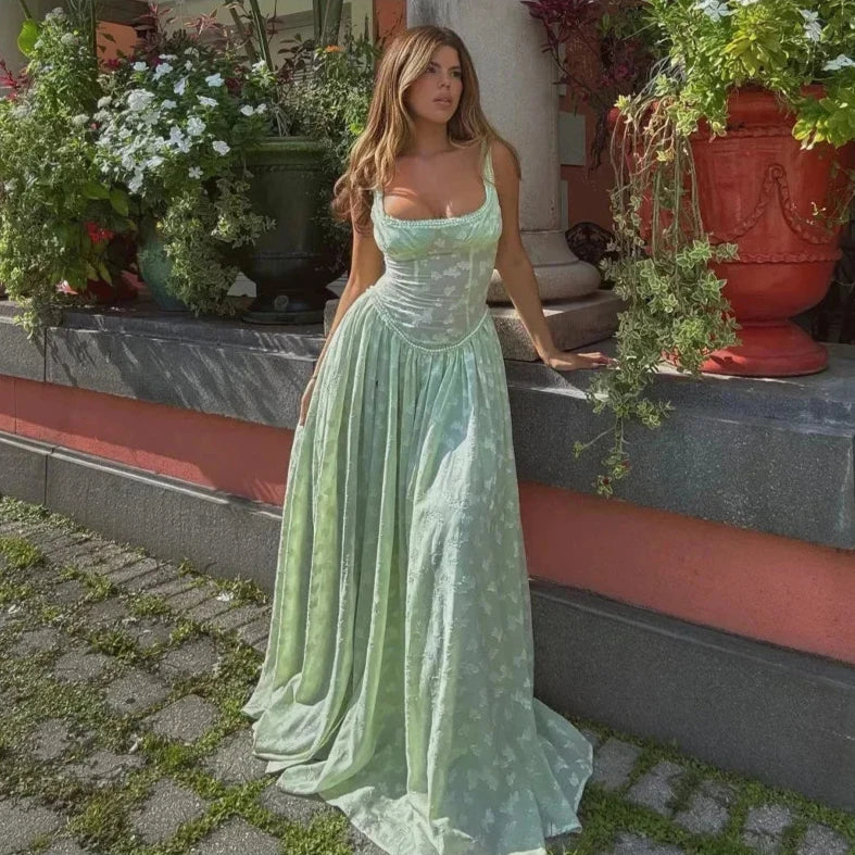 Vestido Longo Com Fenda Drapeado e Bordado - Dandara - Loja de Roupa Feminina - Eleganza Style