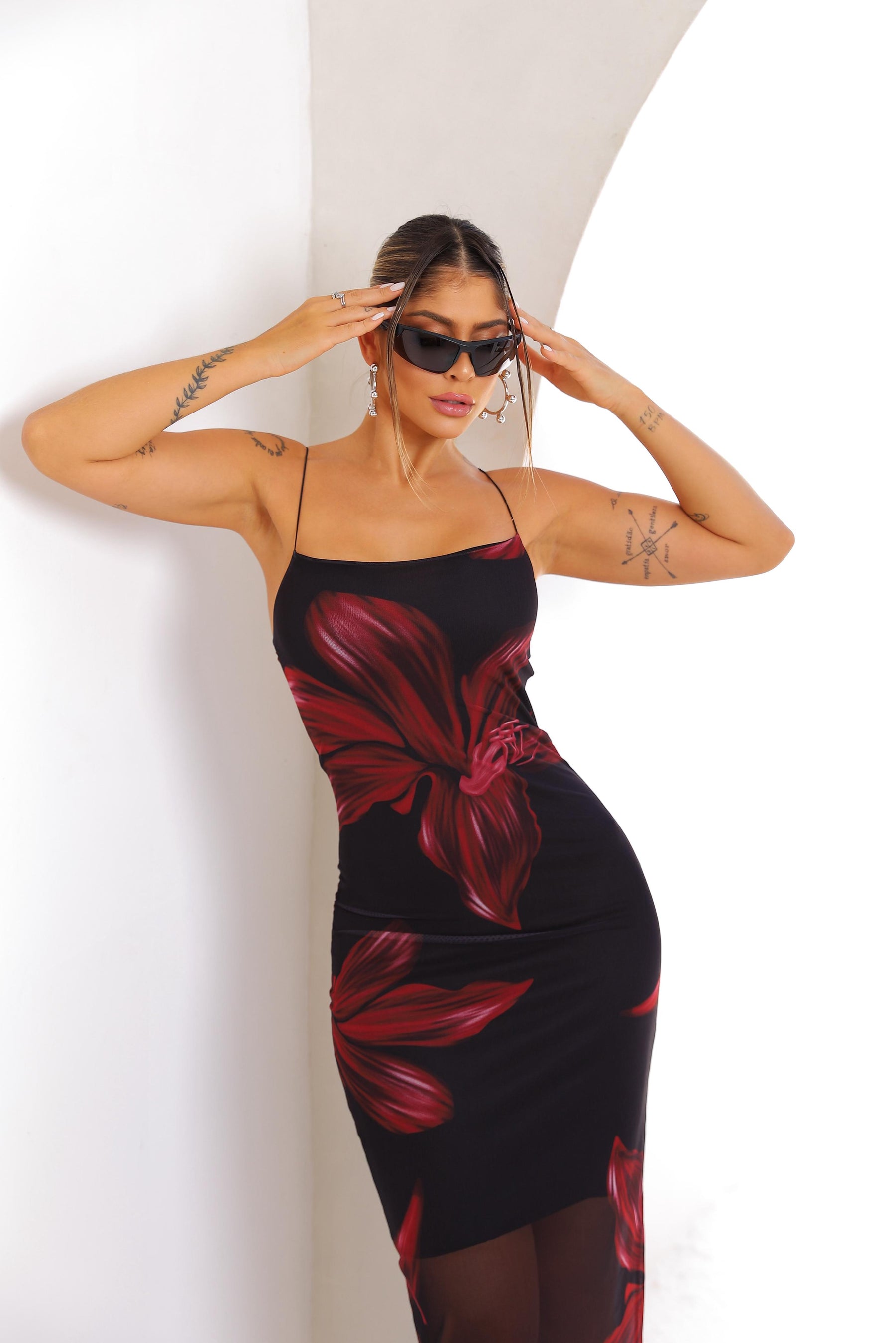 Vestido Longo Floral Tule - Loja de Roupa Feminina - Eleganza Style