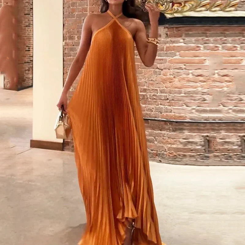 Vestido Longo Plissado - Marih - Loja de Roupa Feminina - Eleganza Style