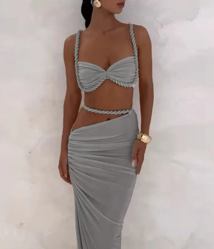 Vestido Longo Plissado - Vera - Loja de Roupa Feminina - Eleganza Style