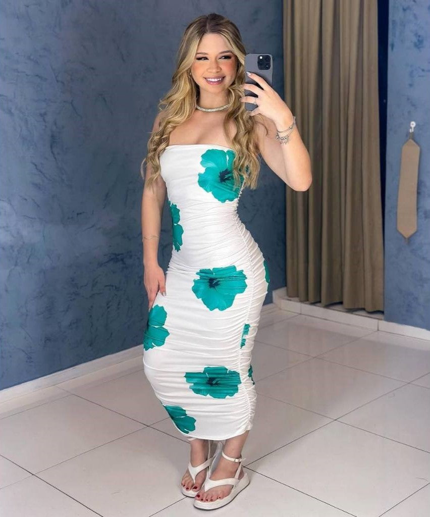 Vestido Tubinho Franzido Regulável - Orquídea - Loja de Roupas Femininas - Eleganza Style