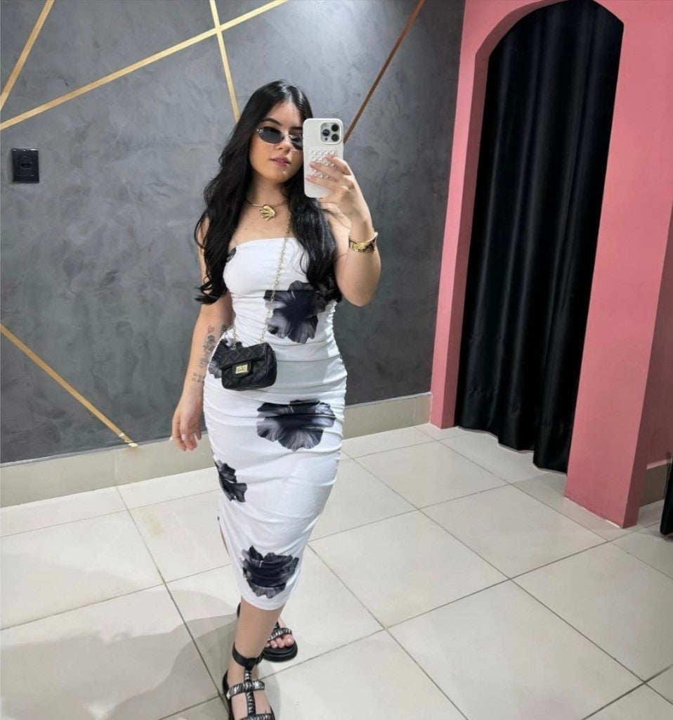 Vestido Tubinho Franzido Regulável - Orquídea - Loja de Roupas Femininas - Eleganza Style
