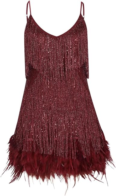 Vestido com Paetê e Plumas - Esther - Loja de Roupa Feminina - Eleganza Style