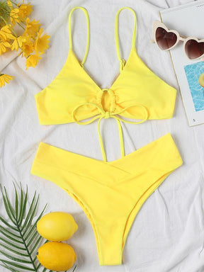 Biquini Elegante Cor Sólida Amarelo, Loja de Roupa Feminina eleganza style, Biquíni Marli - Eleganza Style