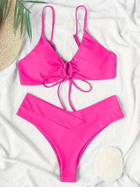 Biquini Elegante Cor Sólida Rosa, Loja de Roupa Feminina eleganza style, Biquíni Marli - Eleganza Style