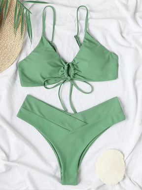 Biquini Elegante Cor Sólida Verde, Loja de Roupa Feminina eleganza style, Biquíni Marli - Eleganza Style
