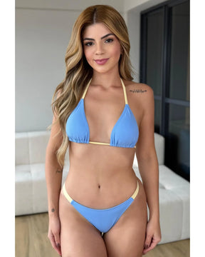 Biquini Verano - Azul com Amarelo - Poliamida - Loja de Roupa Feminina - Eleganza Style