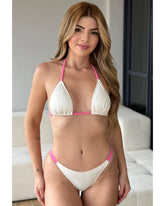 Biquini Verano - Branco com Rosa - Poliamida - Loja de Roupa Feminina - Eleganza Style