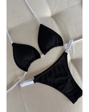 Biquini Verano - Preto com Branco - Poliamida - Loja de Roupa Feminina - Eleganza Style