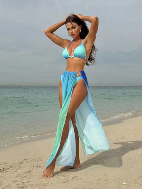 Biquini e Saia de praia azul, Loja de Roupa Feminina eleganza style, Biquíni Saara - Eleganza Style