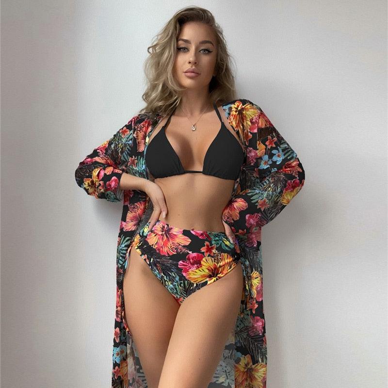 Biquini e Saída de Praia Elegante Estampado Floral, Loja de Roupa Feminina eleganza style, Biquíni Agatha - Eleganza Style