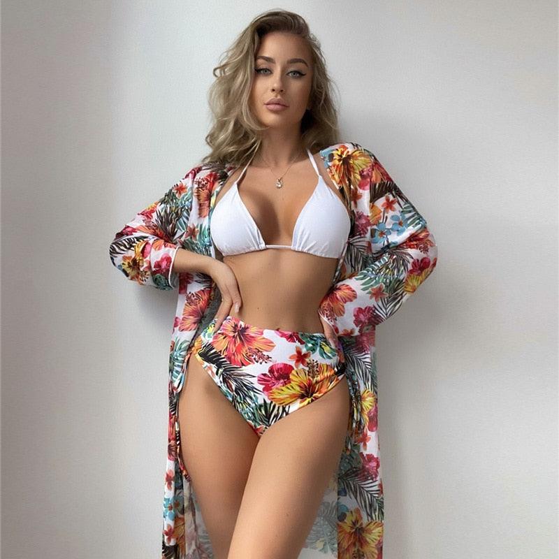 Biquini e Saída de Praia Elegante Estampado Floral, Loja de Roupa Feminina eleganza style, Biquíni Agatha - Eleganza Style