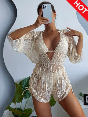 Biquini e saída de praia, Bege,  loja de roupa feminina eleganza style, Biquíni Bellatriz - Eleganza Style 