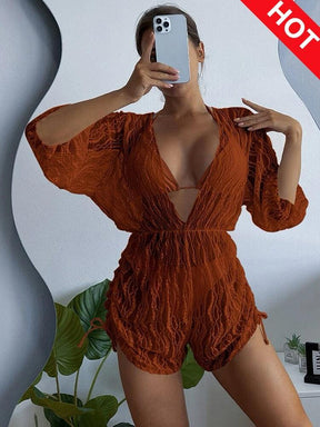 Biquini e saída de praia, Bege,  loja de roupa feminina eleganza style, Biquíni Bellatriz - Eleganza Style 