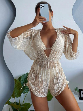 Biquini e saída de praia, Bege,  loja de roupa feminina eleganza style, Biquíni Bellatriz - Eleganza Style 