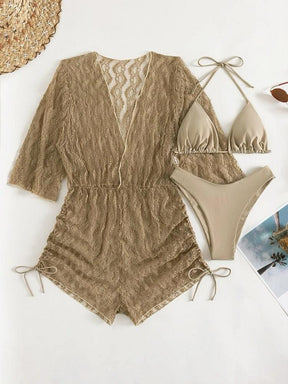 Biquini e saída de praia, Caqui,  loja de roupa feminina eleganza style, Biquíni Bellatriz - Eleganza Style 