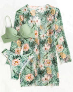 Biquini e saída de praia Estampado Floral Verde, loja de roupa feminina eleganza style, Biquíni Mariah - Eleganza Style