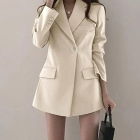 Blazer Feminino Com Bolso Lateral e botões, Bege, loja de roupa feminina eleganza style, Casaco Nova - Eleganza Style