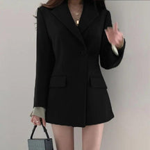 Blazer Feminino Com Bolso Lateral e botões, Preto, loja de roupa feminina eleganza style, Casaco Nova - Eleganza Style