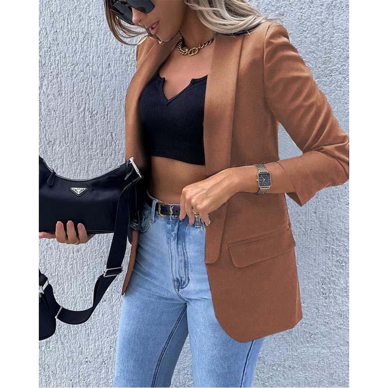 Blazer Feminino Com Bolso Lateral, Marrom, loja de roupa feminina eleganza style, Blazer Medina - Eleganza Style 