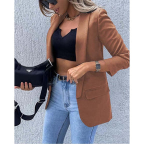 Blazer Feminino Com Bolso Lateral, Marrom, loja de roupa feminina eleganza style, Blazer Medina - Eleganza Style 