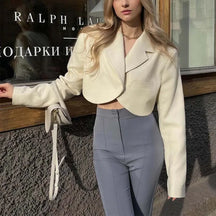 Blazer Feminino Elegante Para o Inverno - Jade - Bege - Loja de Roupa Feminina - Eleganza Style