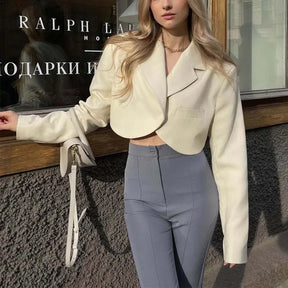 Blazer Feminino Elegante Para o Inverno - Jade - Bege - Loja de Roupa Feminina - Eleganza Style