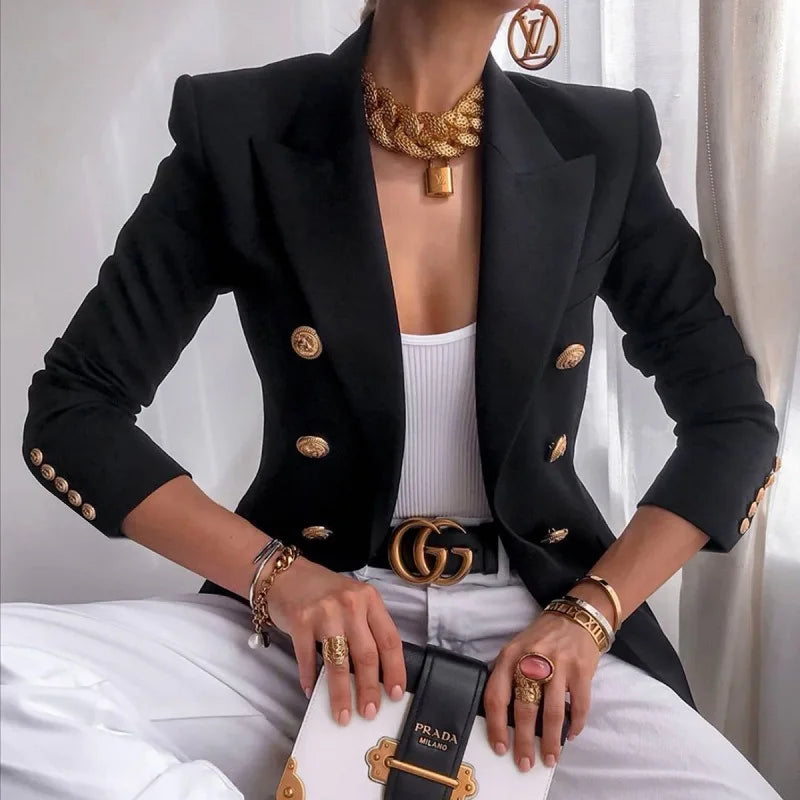 Blazer Feminino de Algodão Para o Inverno Preto - Blazer Merci - Loja de Roupa Feminina - Eleganza Style