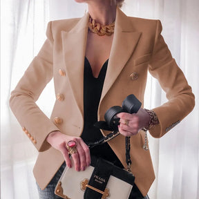 Blazer Feminino de Algodão Para o Inverno Bege - Blazer Merci - Loja de Roupa Feminina - Eleganza Style