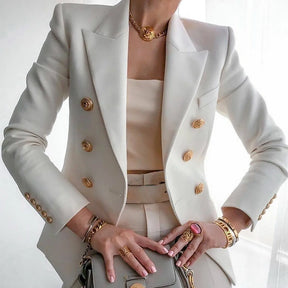 Blazer Feminino de Algodão Para o Inverno Branco - Blazer Merci - Loja de Roupa Feminina - Eleganza Style