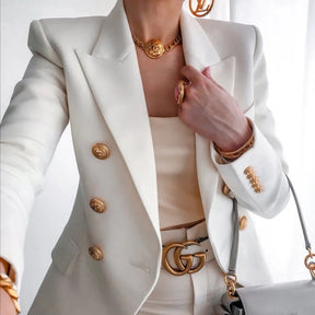 Blazer Feminino de Algodão Para o Inverno Branco - Blazer Merci - Loja de Roupa Feminina - Eleganza Style