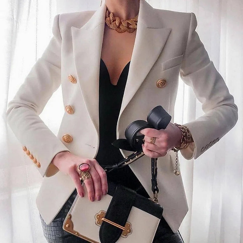 Blazer Feminino de Algodão Para o Inverno Branco - Blazer Merci - Loja de Roupa Feminina - Eleganza Style
