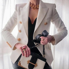 Blazer Feminino de Algodão Para o Inverno Branco - Blazer Merci - Loja de Roupa Feminina - Eleganza Style