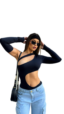 Body Gringo Feminino Com Recortes e Manga Longa - Kelly - Loja de Roupa Feminina - Eleganza Style