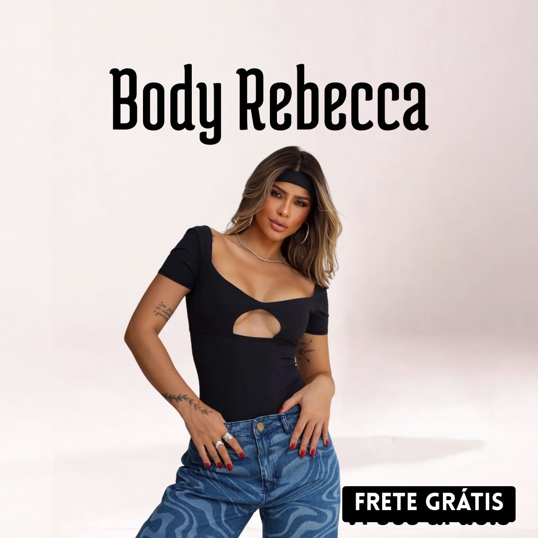 Body Gringo Poliamida Feminino Manga - Rebecca Preto - Loja de Roupa Feminina - Eleganza Style