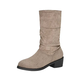 Bota Feminina de Inverno Cano Médio Bege - Bota Irís - Loja De Roupa Feminina - Eleganza Style
