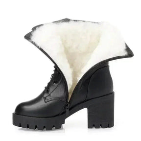 Bota Feminina de Inverno em Couro Legítimo Cano Médio Preto - Loja de Roupa Feminina - Bota Vegas - Eleganza Style