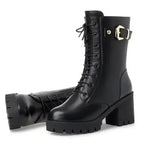 Bota Feminina de Inverno em Couro Legítimo Cano Médio Preto - Loja de Roupa Feminina - Bota Vegas - Eleganza Style